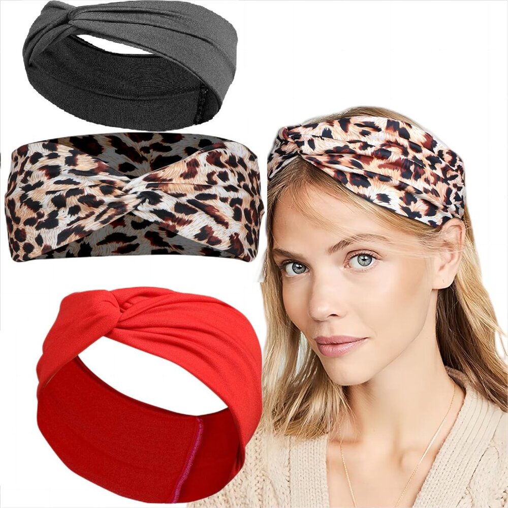 HeadBands for Women Men - 3 Pack Spa headbands for Washing Face Knotted Headband